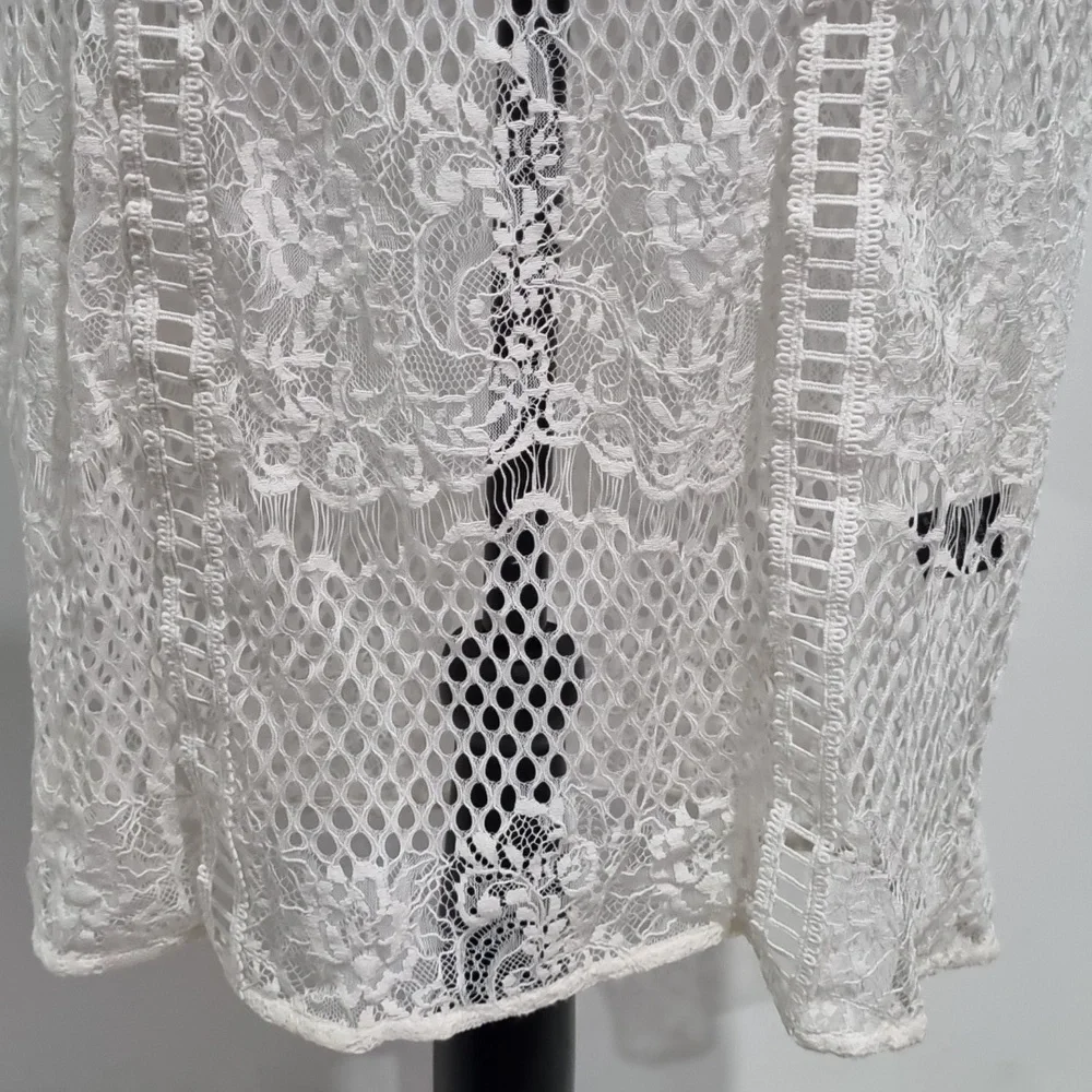 💥 3 for $20Sportsgirl, off-white lace/embroidered long dress, no lining, size S - Picture 5 of 9